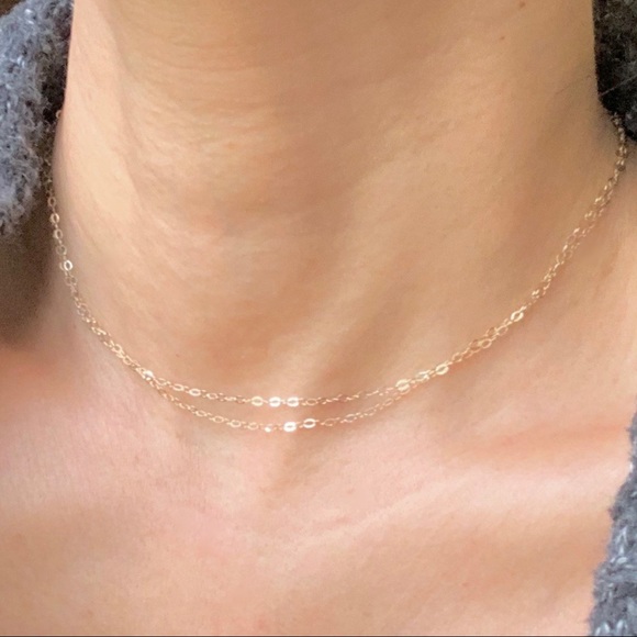 Gold Filled Double Wrapped Chain Choker Necklace